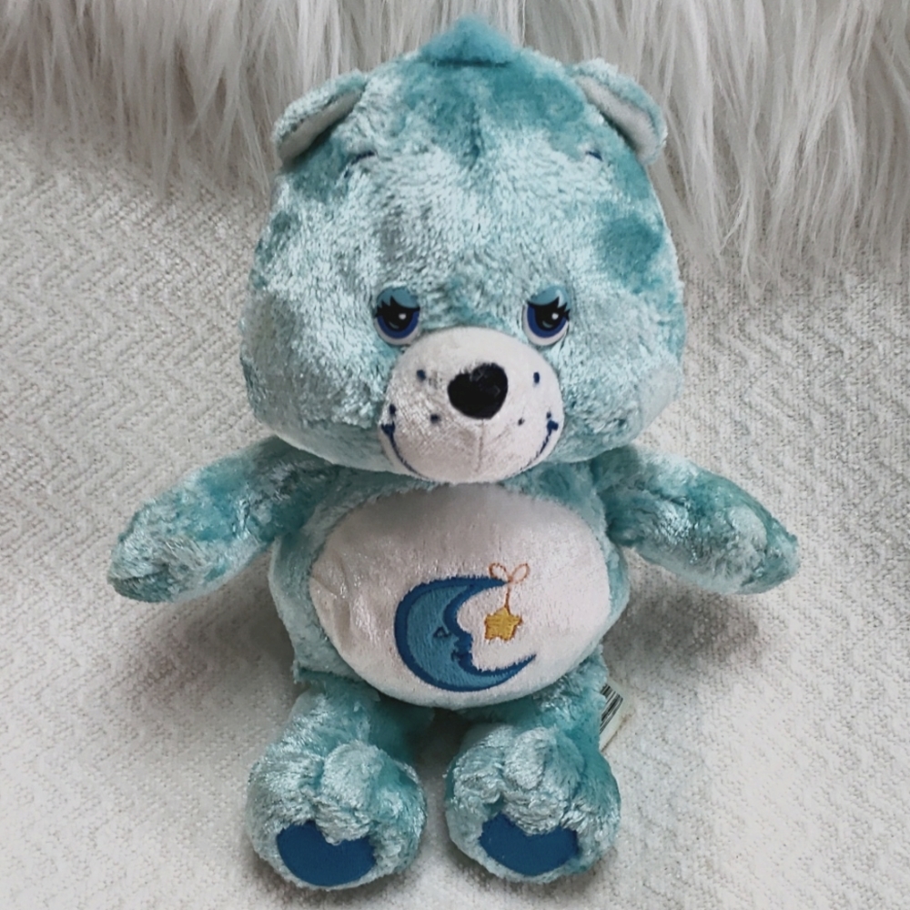 Care Bear Sleepy Bedtime Bear 2002 Moon Star Mint Green 13" Plush.